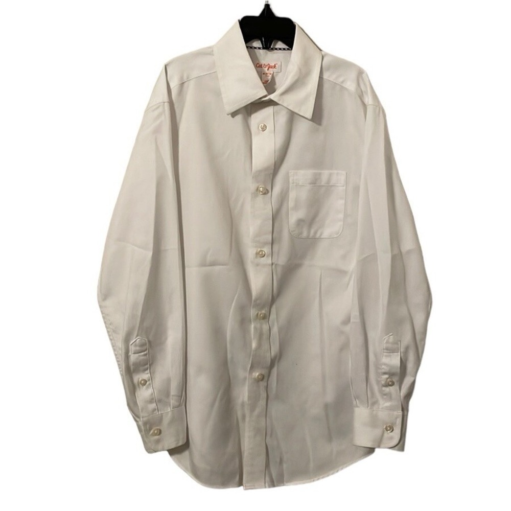 Cat & Jack Boy's White Button Up Long Sleeve Shirt Size M (8/10)